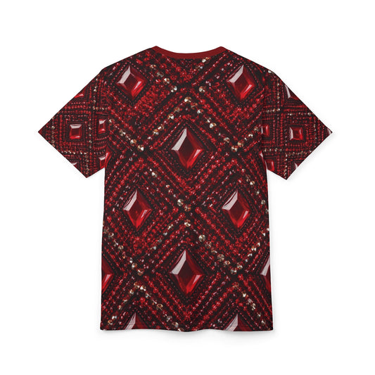 KAMBI Red Jewel Pattern Shirt – Luxury All Over Print Unisex Polyester T-Shirt