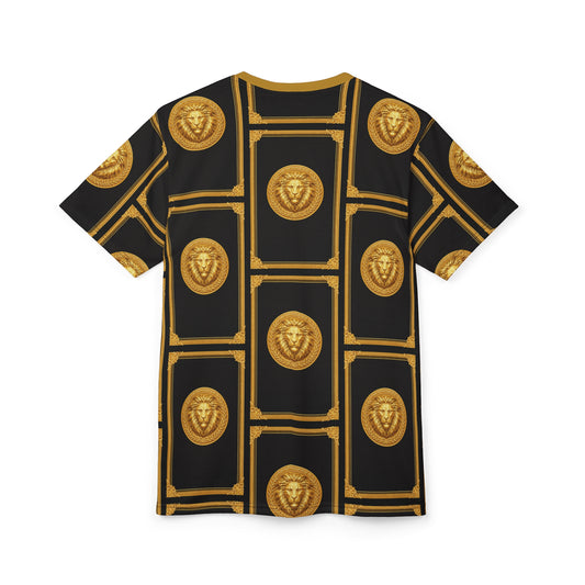 KAMBI Black Gold Lion Crest Shirt – Luxury All Over Print Unisex Polyester T-Shirt