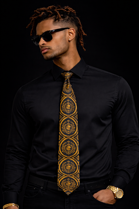 KAMBI Royal Lion Dynasty Tie — Noir Gold Edition