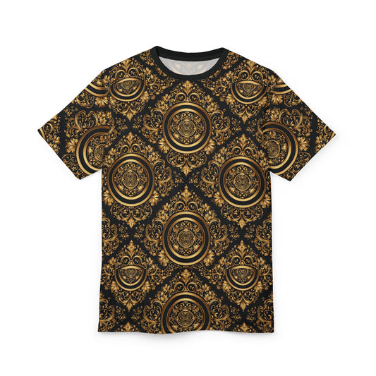 KAMBI Black Gold Baroque Shirt – Luxury All Over Print Unisex Polyester T-Shirt