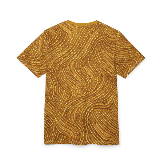 KAMBI Gold Wave Pattern Shirt – Luxury All Over Print Unisex Polyester T-Shirt