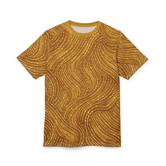 KAMBI Gold Wave Pattern Shirt – Luxury All Over Print Unisex Polyester T-Shirt