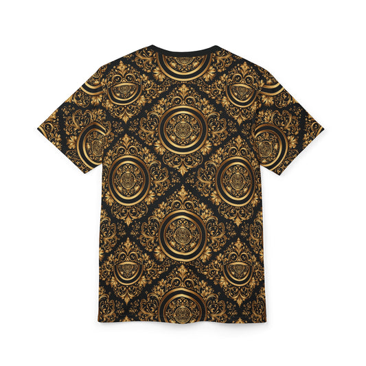 KAMBI Black Gold Baroque Shirt – Luxury All Over Print Unisex Polyester T-Shirt