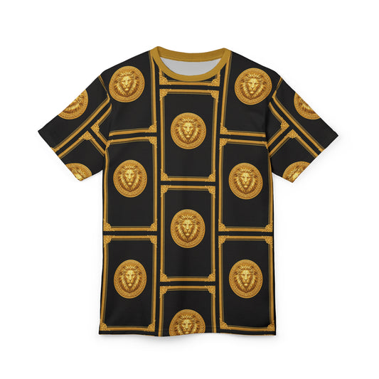 KAMBI Black Gold Lion Crest Shirt – Luxury All Over Print Unisex Polyester T-Shirt
